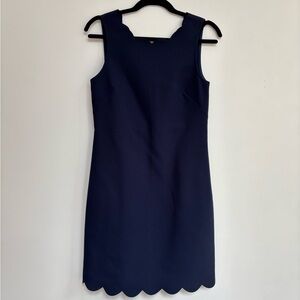 EUC, J Crew, Elegant Navy Scalloped hem Sleeveless Dress, women's S